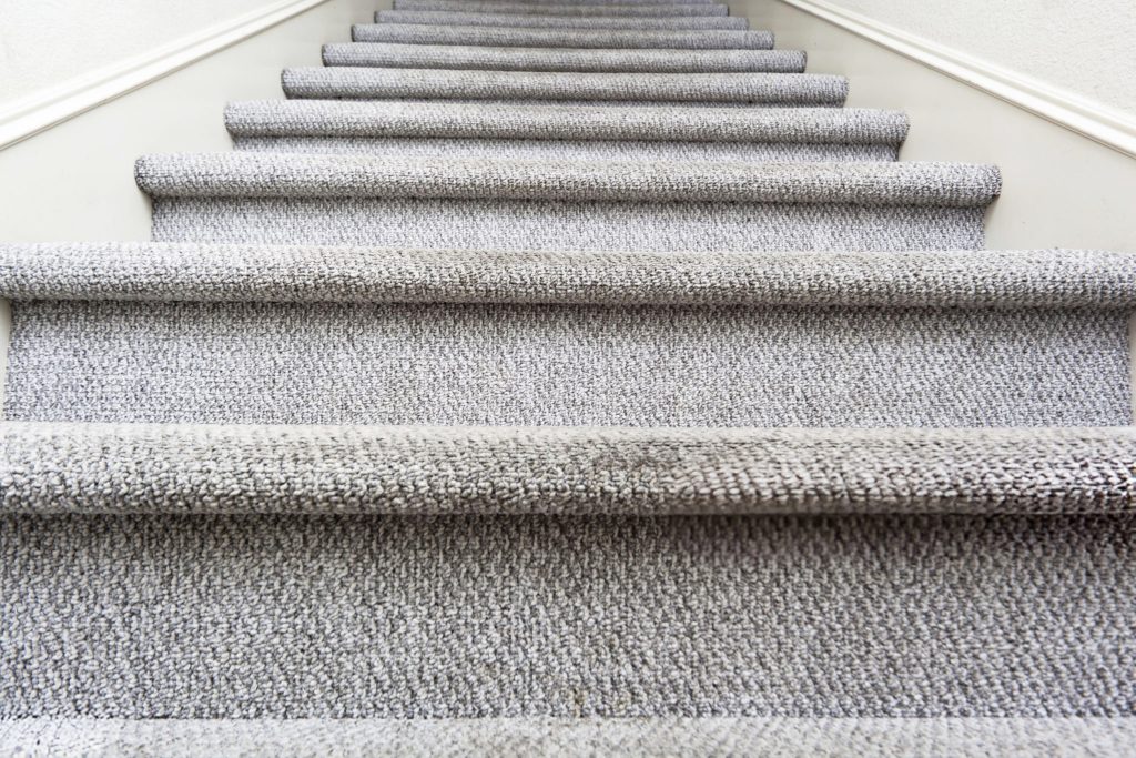 Stair runner example for how to measure a room for carpet on steps and landings